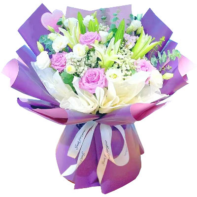 晋中6朵紫玫瑰3支百合，爱之倾诉