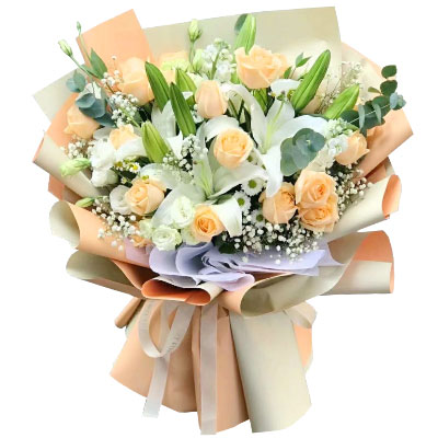 晋中19朵香槟玫瑰百合，你是我的真爱