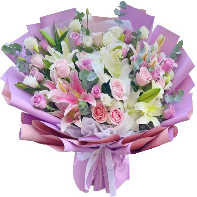 晋中20朵玫瑰混搭百合，爱情浪漫幸福