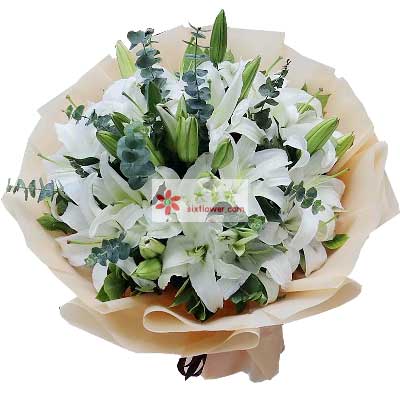晋中9支白色多头百合，祝福你幸福